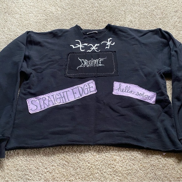 Sweatshirt, Cropped Crewneck XXX Straight Edge - Picture 1 of 8